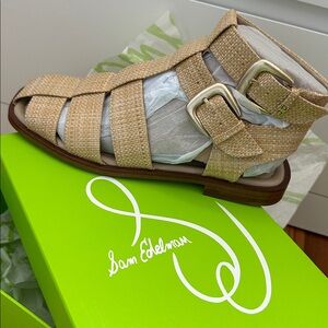 Sam Edelman Tan Strappy Sandals, basket weave sandal, neutral sandals